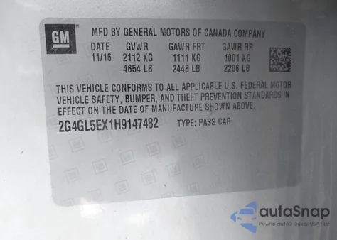 2017 Buick Regal Turbo Sport Touring from USA, damaged, VIN 2G4GL5EX1H9147482